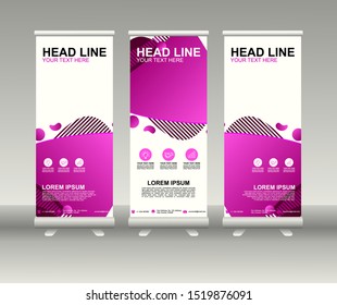Roll up banner stand. Modern Vertical Flag Banner Design with abstract background can be used for Annual Report, Cover, Flyer, Magazine, Presentation, Poster, Website. Vector template design