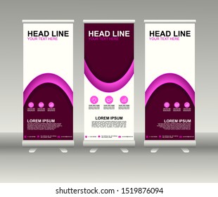Roll up banner stand. Modern Vertical Flag Banner Design with abstract background can be used for Annual Report, Cover, Flyer, Magazine, Presentation, Poster, Website. Vector template design