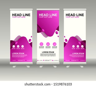 Roll up banner stand. Modern Vertical Flag Banner Design with abstract background can be used for Annual Report, Cover, Flyer, Magazine, Presentation, Poster, Website. Vector template design