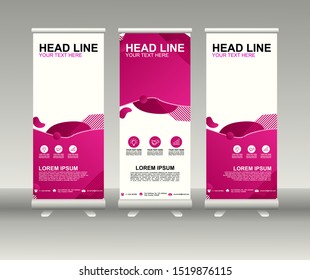 Roll up banner stand. Modern Vertical Flag Banner Design with abstract background can be used for Annual Report, Cover, Flyer, Magazine, Presentation, Poster, Website. Vector template design