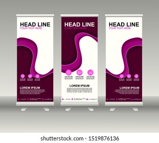 Roll up banner stand. Modern Vertical Flag Banner Design with abstract background can be used for Annual Report, Cover, Flyer, Magazine, Presentation, Poster, Website. Vector template design