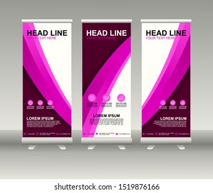 Roll up banner stand. Modern Vertical Flag Banner Design with abstract background can be used for Annual Report, Cover, Flyer, Magazine, Presentation, Poster, Website. Vector template design