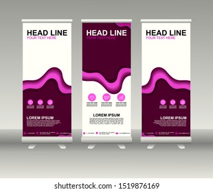 Roll up banner stand. Modern Vertical Flag Banner Design with abstract background can be used for Annual Report, Cover, Flyer, Magazine, Presentation, Poster, Website. Vector template design