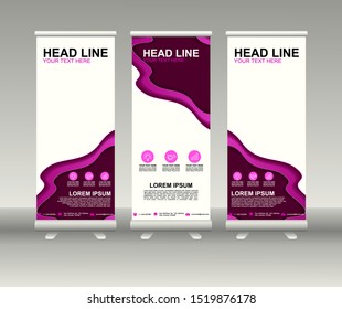 Roll up banner stand. Modern Vertical Flag Banner Design with abstract background can be used for Annual Report, Cover, Flyer, Magazine, Presentation, Poster, Website. Vector template design