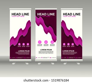 Roll up banner stand. Modern Vertical Flag Banner Design with abstract background can be used for Annual Report, Cover, Flyer, Magazine, Presentation, Poster, Website. Vector template design