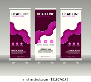 Roll up banner stand. Modern Vertical Flag Banner Design with abstract background can be used for Annual Report, Cover, Flyer, Magazine, Presentation, Poster, Website. Vector template design