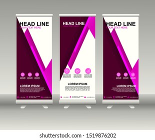 Roll up banner stand. Modern Vertical Flag Banner Design with abstract background can be used for Annual Report, Cover, Flyer, Magazine, Presentation, Poster, Website. Vector template design