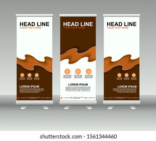 Roll up banner stand. Modern Vertical Flag Banner Design with abstract background. Vector template design