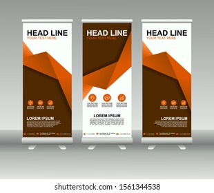 Roll up banner stand. Modern Vertical Flag Banner Design with abstract background. Vector template design