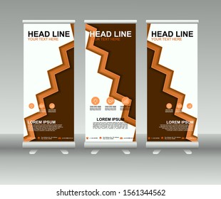 Roll up banner stand. Modern Vertical Flag Banner Design with abstract background. Vector template design