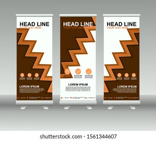 Roll up banner stand. Modern Vertical Flag Banner Design with abstract background. Vector template design