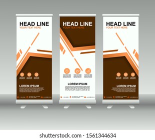 Roll up banner stand. Modern Vertical Flag Banner Design with abstract background. Vector template design