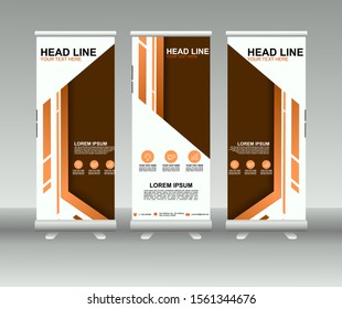 Roll up banner stand. Modern Vertical Flag Banner Design with abstract background. Vector template design