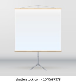 Roll Up Banner Stand on isolated clean background. Design template blank pop up banner display template for designer. Vector illustration EPS 10 Flipchart for promotional presentations at Stand Tripod