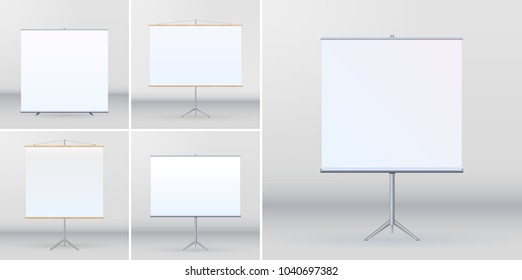 Roll Up Banner Stand on isolated clean background. Design template blank pop up banner display template for designer. Vector illustration EPS 10 Flipchart for promotional presentations at Stand Tripod
