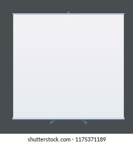 Roll Up Banner Stand on isolated clean background. Design template blank pop up banner display template for designers. Vector illustration EPS 10. Flipchart for training or promotional presentation