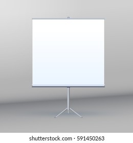 Roll Up Banner Stand on isolated clean background. Design template blank pop up banner display template for designer. Vector illustration EPS 10 Flipchart for promotional presentations at Stand Tripod