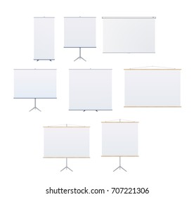 Roll Up Banner Stand on isolated clean background. Design template blank pop up banner display template for designer. Vector illustration EPS 10 Flipchart for promotional presentations at Stand Tripod