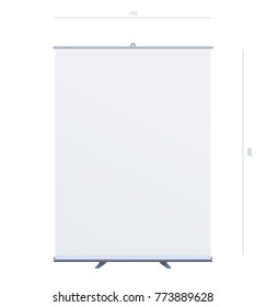 Roll Up Banner Stand on isolated clean background. Design template blank pop up banner display template for designers. Vector illustration EPS 10. Flipchart for training or promotional presentation