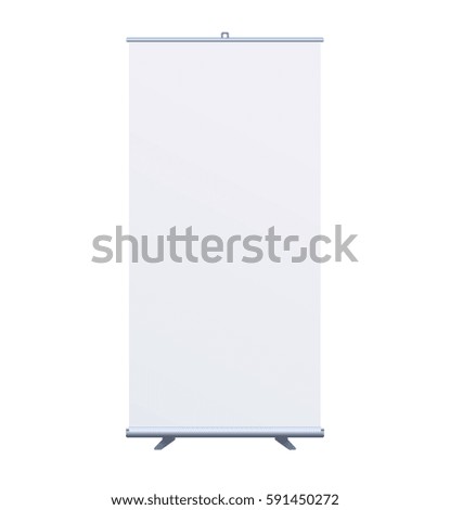 Roll Up Banner Stand on isolated clean background. Design template blank pop up banner display template for designers. Vector illustration EPS 10. Flipchart for training or promotional presentation