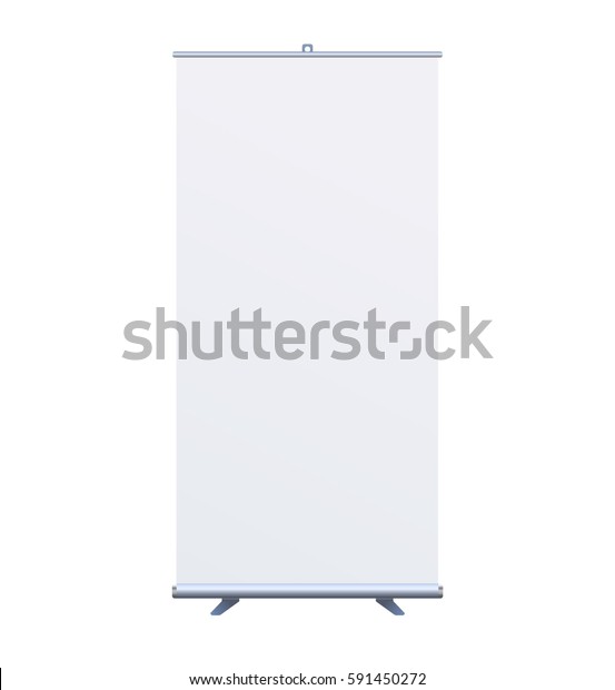 Roll Up Banner Stand on isolated clean\
background. Design template blank pop up banner display template\
for designers. Vector illustration EPS 10. Flipchart for training\
or promotional\
presentation
