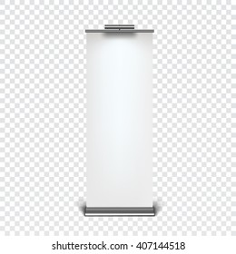 Roll up banner stand on transparent background, vector illustration for your presentation, posters, cover and other design