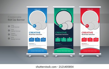 Soporte de banner de Roll Up. Diseño estándar. Plantilla de banner. Concepto de presentación.Arriba Resumen de plantilla moderna para cartelera, pancarta X y Bandera comercial de calle de conveniencia, vector Fondo