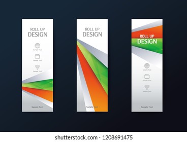 Roll up banner stand template. Abstract background design. Vector illustration