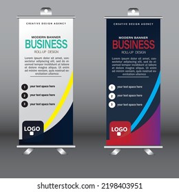 Roll up banner stand template. Abstract background for design, business, education, advertisement. Vector illustration