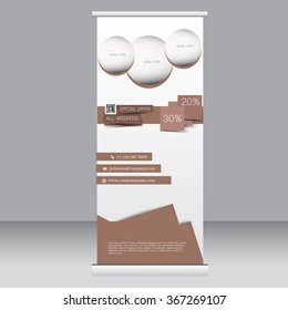 Roll up banner stand template. Abstract background for design,  business, education, advertisement.  Brown color. Vector  illustration