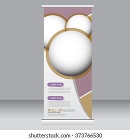 Roll up banner stand template. Abstract background for design,  business, education, advertisement. Brown color. Vector  illustration