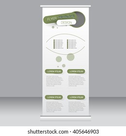 Roll up banner stand template. Abstract background for design,  business, education, advertisement.  Green color. Vector  illustration.