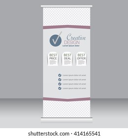 Roll up banner stand template. Abstract background for design,  business, education, advertisement.  Vector  illustration.