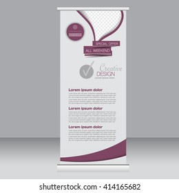 Roll up banner stand template. Abstract background for design,  business, education, advertisement.  Vector  illustration.