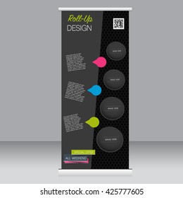 Roll up banner stand template. Abstract background for design,  business, education, advertisement.  Vector  illustration
