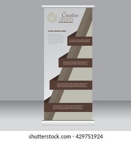 Roll up banner stand template. Abstract background for design,  business, education, advertisement. Brown color. Vector  illustration