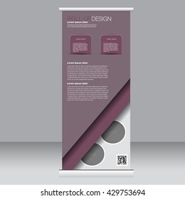 Roll up banner stand template. Abstract background for design,  business, education, advertisement. Dark red color. Vector  illustration