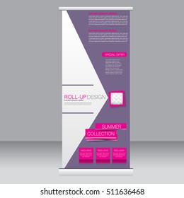 Roll up banner stand template. Abstract background for design,  business, education, advertisement. Vector  illustration.