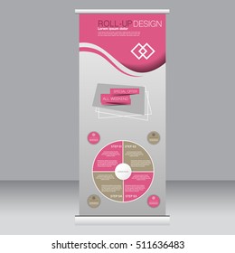 Roll up banner stand template. Abstract background for design,  business, education, advertisement. Vector  illustration.