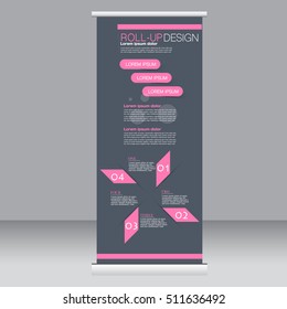 Roll up banner stand template. Abstract background for design,  business, education, advertisement. Vector  illustration.