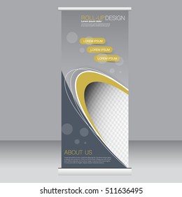 Roll up banner stand template. Abstract background for design,  business, education, advertisement. Vector  illustration.