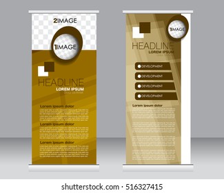 Roll up banner stand template. Abstract background for design,  business, education, advertisement.  Vector  illustration.