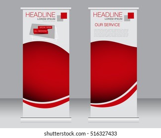 Roll up banner stand template. Abstract background for design,  business, education, advertisement.  Vector  illustration.