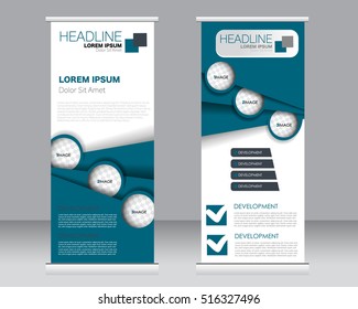 Roll up banner stand template. Abstract background for design,  business, education, advertisement.  Vector  illustration.