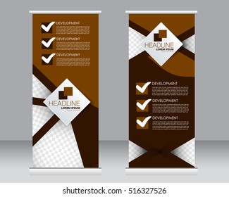 Roll up banner stand template. Abstract background for design,  business, education, advertisement.  Vector  illustration.