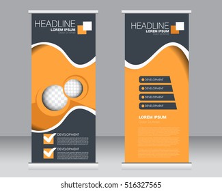 Roll up banner stand template. Abstract background for design,  business, education, advertisement.  Vector  illustration.