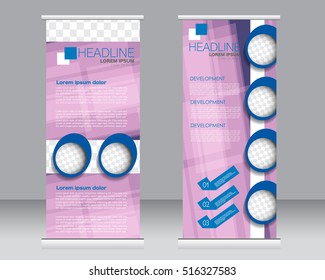 Roll up banner stand template. Abstract background for design,  business, education, advertisement.  Vector  illustration.