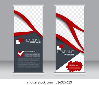 Roll up banner stand template. Abstract background for design,  business, education, advertisement.  Vector  illustration.