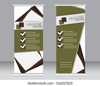 Roll up banner stand template. Abstract background for design,  business, education, advertisement.  Vector  illustration.
