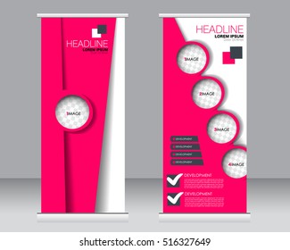 Roll up banner stand template. Abstract background for design,  business, education, advertisement.  Vector  illustration